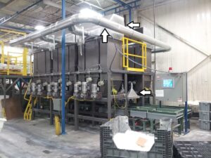 Dust Control using Dust Collection at Supply Bins and Batch Totes