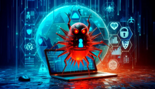 cyber attack monster in laptop